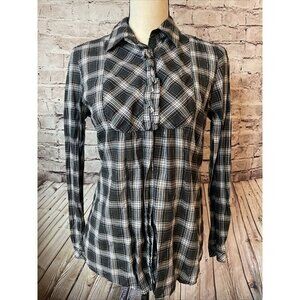 Eddie Bauer Long Sleeve Women’s Shirt Button Green Plaid Cotton M Lightweight‎